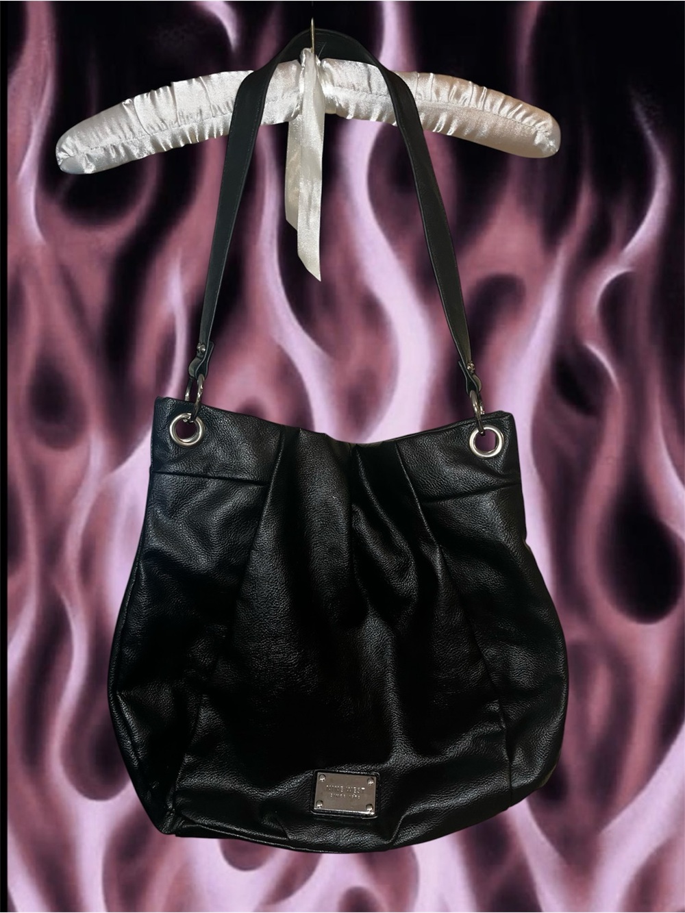 Black Leather Shoulder Bag by Nine West